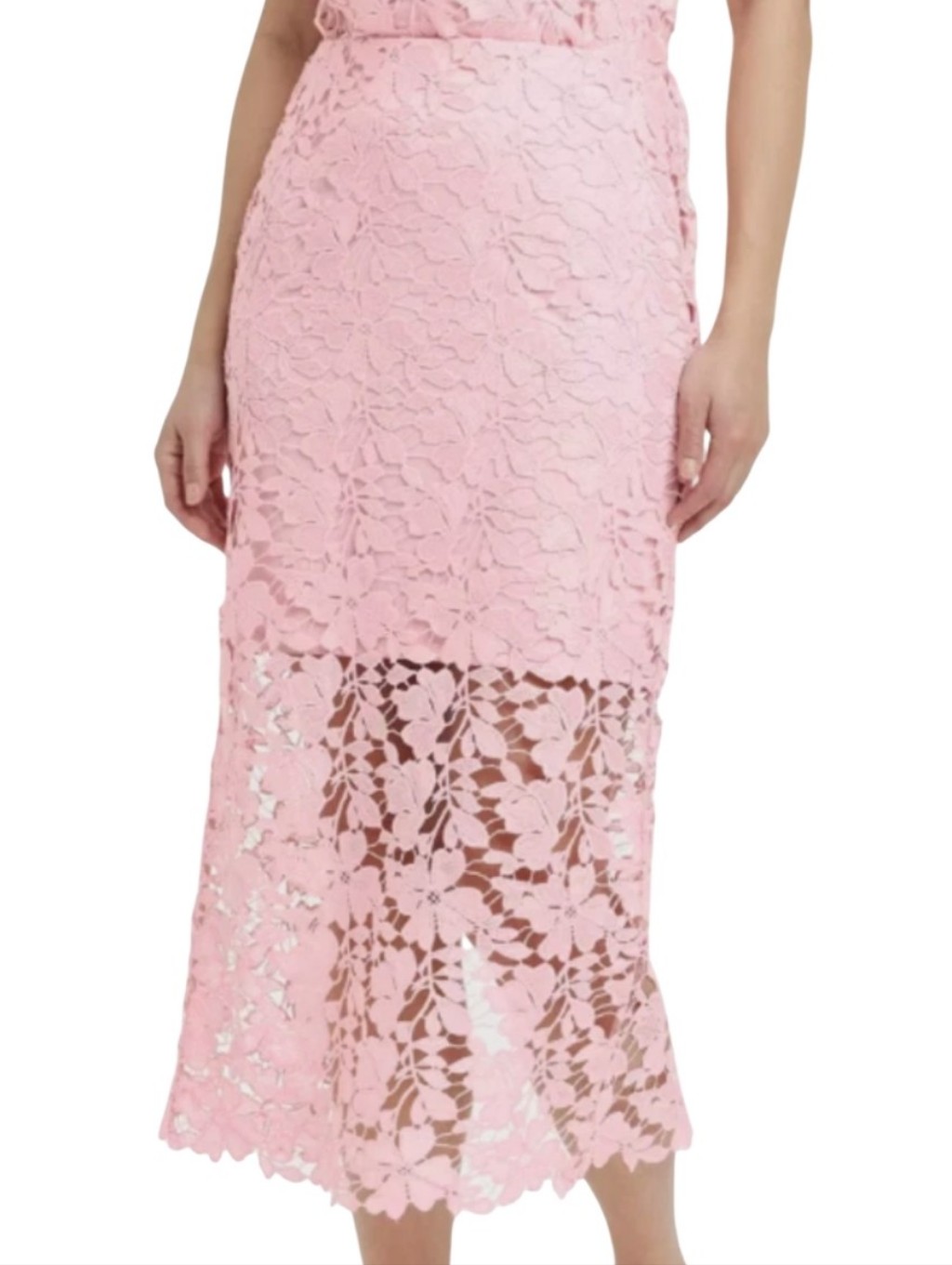 Pink Lace Midi Skirt Sz Large Nwt